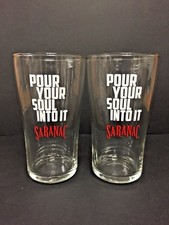 Saranac Beer Co 16 oz Pint Glass - Set of Two (2) Glasses Utica NEW YORK -  NEW picture