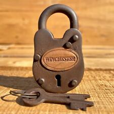 Winchester Cast Iron Gate Lock W/ 2 Working Keys & Antique Finish Man Cave Decor picture