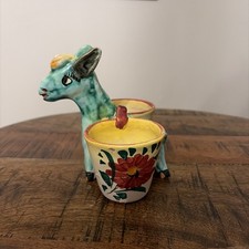 vintage hand-painted Italian ceramic donkey cart souvenir planter. picture