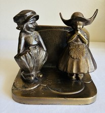 Frankart  1930s Dutch Boy and Girl Art Deco Bookend Vintage Brass Bronze picture