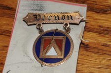 VERNON Fraternal Organization Pin Gold Filled 1895 New Old Stock Historical**** picture