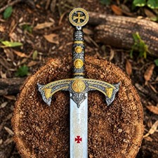 Handmade Templar Knights Sacred Holy Longsword Ornate Full Length Steel Sword picture