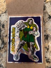 VINTAGE 80’S Doctor doom FOIL PRISM VENDING MACHINE STICKER BLANK BACK UNUSED  picture