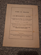 GENUINE ANTIQUE PAMPHLET-FORM OF PRAYER -RELIEF FROM THE PLAGUE & CHOLERA.1865. picture