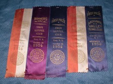 VINTAGE 5 1954 AKC TROY SCHENECTADY MOHAWK RIBBONS picture