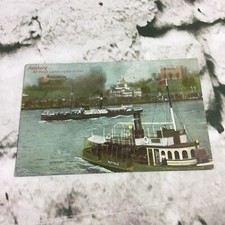 Postcard Collectible Vintage Hamburg St. Pauli Landungsbrucken River Boats picture