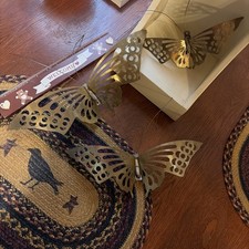 3 Lg Med Small Vintage Brass Hanging Butterfly’s Wall Decor-Brass picture