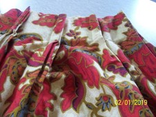 2 Panels Vintage 70s Sears Pleated Drapes Maximalist Pattern Vibrant Colors picture