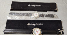 NEW Pair Mint Vintage Disney Cruise Line Watch with Black Genuine Leather Band picture