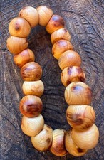 Natural Cliff Cypress Wood Bead 12mm Bracelet Knot Grain Mala Prayer Buddhist picture