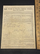 1905 Norfolk & Western Bill of Lading Roanoke VA East Bend NC Letter picture