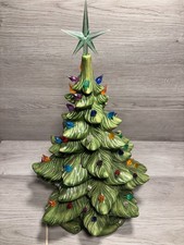 Vintage Atlantic Mold Ceramic 17 Inch Lighted Christmas Tree w/star Scroll Base picture