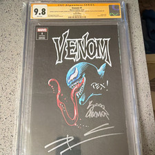 VENOM #1 (2021) MARVEL CGC 9.8 SS Sketch by Texeira and 3X signed Cates/Stegman picture