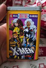 Vintage 1994 Marvel Comics X-Men Metal Trading Card Set Complete 4 Cards Tin picture