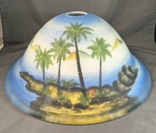 Antique Reverse-Painted Glass Lamp Shade 13
