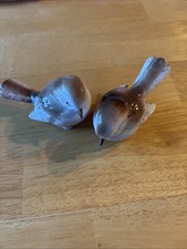 Otagiri Small Brown Bird Birds Pair Figurines Rosy Bellies Porcelain picture