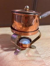 Vintage Tagus Portugal Copper Fondue Butter Warmer Set Stand Lid Tealight Holder picture