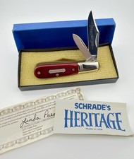 Vintage Schrade Heritage USA 2661 Smooth Red Bone 2 Blade Barlow Knife 1983 NIB picture