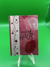 2008 Handmade “Sending Hugs” ACEO Miniature Mixed Media Art Card – 1/24 picture