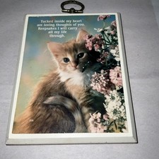 Vintage Paula's Mini Impressions  Plaque Kitten Picture With Cute Phrase picture