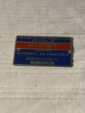 Vintage Sears Allstate Automobile Air Conditioner Metal ID Plate 891.86540 picture