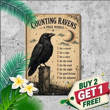 Rustic Vintage Crows Metal Sign Country Wildlife Wall Decor Tin Plaque 8x12 picture