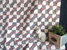 Vintage  BOW TIE QUILT, HANDMADE, HAND PIECED, 72 X 94, PROF. CUSTOM QUILTED EUC picture