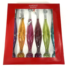 SIX piece Marquis Waterford ornaments VENETIAN ICICLE DROPS  Rainbow color w/box picture