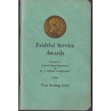 1954 H.J. Heinz Company Faithful Service Awards Employee Booklet w 1957 Insert picture
