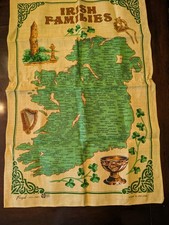 Vintage Fingal 100% Irish Linen Map Irish Families 80's 29