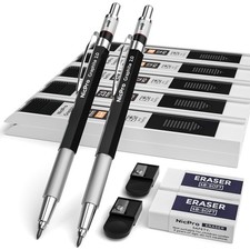 Nicpro 2mm Metal Mechanical Pencil Set, 2PCS Lead Holder 2.0 mm 2 Pack, Black picture