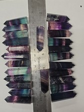 25 pc Bulk Lot Natural Rainbow Fluorite Crystal Tower Obelisk Wholesale Wand... picture