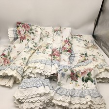 Waverly Belle Rive Floral Curtain 6 Panels 6 Tie back Valance Ruffle Eyelet READ picture