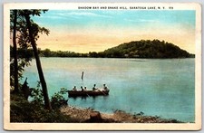Shadow Bay and Snake Hill Saratoga Lake NY Vintage Postcard Wayville NY 1926 picture