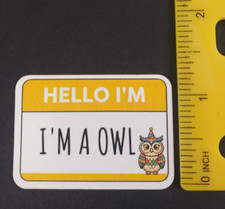 Hello I'm A Owl Cute Animal Name Tag Sticker (V) picture