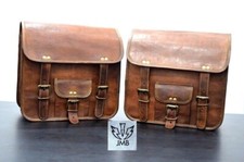 2 Motorcycle Brown Handmade Leather Side Pouch Saddlebags Saddle Panniers 2 bags picture