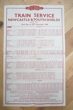 1949 British Rail Railway Timetable Poster Newcastle & South Shields picture