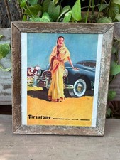 Vintage Firestone Advertising Print Indian Woman Classic Car Framed Art picture