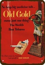 1949 OLD GOLD CIGARETTES Vintage Look DECORATIVE METAL SIGN - INDIAN STATUE picture