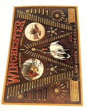 Vintage Winchester Repeating Arms Cartridge Board Metal Tin Sign 16x12 Decor picture