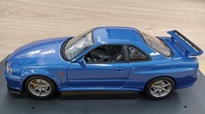 AutoArt Nissan Skyline GT-R R34 diecast model, acrylic case, used picture