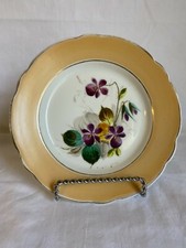 Vintage Plate Golden Peach Band Violet Floral Scalloped Edge 7 1/4