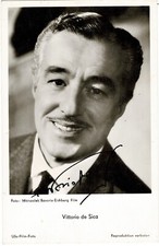 Vittorio de Sica Autograph. Signed Ufa Postcard, CoA picture