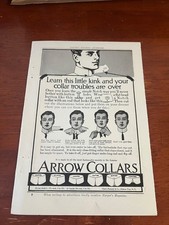 1910 VINTAGE 6.5x9.5 PRINT AD FOR J.C. LEYENDECKER ARROW COLLARS NOTCH COLLAR picture
