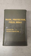 Vintage 1962 US Military M9A1 Field Protective Gas Mask Sealed Storage Can Tin picture