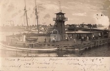 The Dock, Harbor Beach MI Michigan 1905 RPPC Photo Postcard COPY picture
