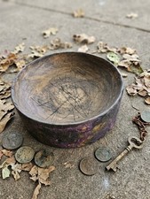 Antique Victorian Era Wooden Scrying Bowl | Occult Witch's Ritual Scry Basin picture
