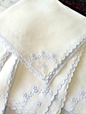 Dainty VTG Handmade Madeira Emb Fine Linen Tea Napkins 4 @ 10