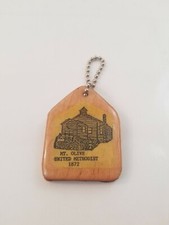 Mt. Olive United Methodist 1872 Key Chain Pendant Wood Lightweight Church SB3B picture