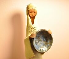 David Kalderon Israel Earthenware Statue Woman w/ Bowl Pottery Judaica Bezalel picture